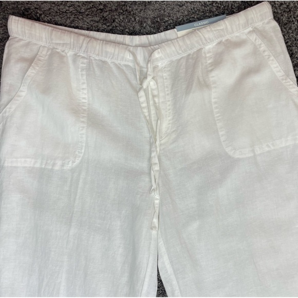 Liz Claiborne white Linen & cotton mid rise straight leg classic pants women’s L - Picture 6 of 17